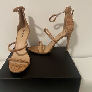Bebe Cork Strappy Heels